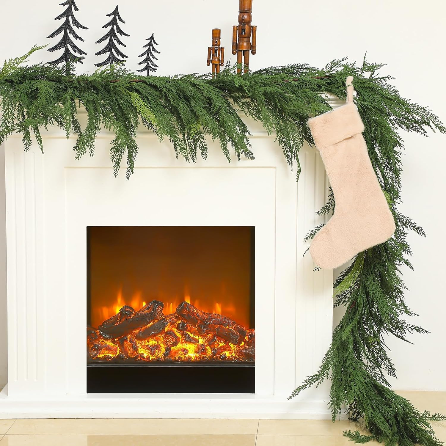 Jutom 1 PCS Christmas Cedar Garland - 6 ft Classic Green Realistic Soft Artificial Faux Cedar Pin... | Amazon (US)