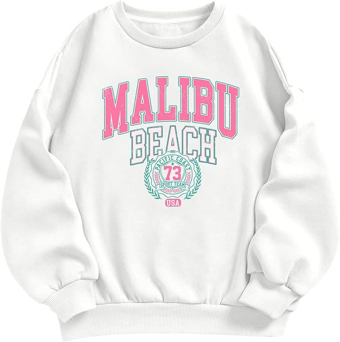 Cute Preppy Letter Graphic Sweatshirts for Teen Girls Oversized Aesthetic Hoodies Crewneck Long S... | Amazon (US)