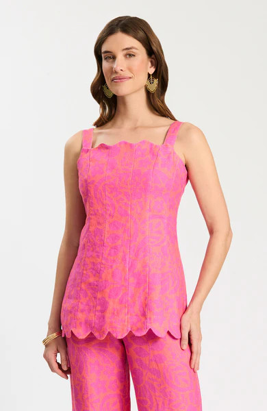 Vanessa Linen Scalloped Top - Dewberry Rose Violet | tyler boe