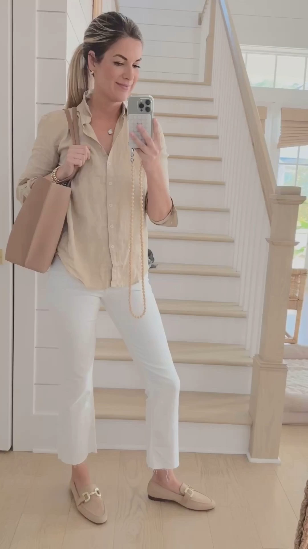 Business casual spring outfit! These white jeans are great and they’re on sale! Wearing xs in the linen shirt. Loafers true to size.

#LTKStyleTip #LTKSeasonal #LTKFindsUnder100

#LTKgrwm #LTKSeasonal #LTKootd