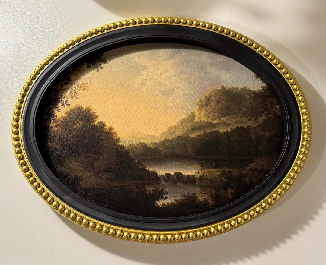 Vintage Oval Landscape Wall Art | Antique Style Framed Nature Painting | Classic Cottagecore Deco... | Etsy (US)