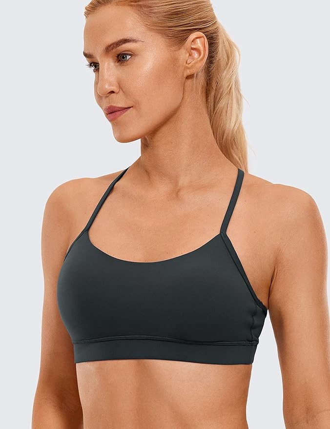 CRZ YOGA Womens Butterluxe Y Back Sports Bra - Padded Racerback Low Impact Spaghetti Thin Strap B... | Amazon (US)