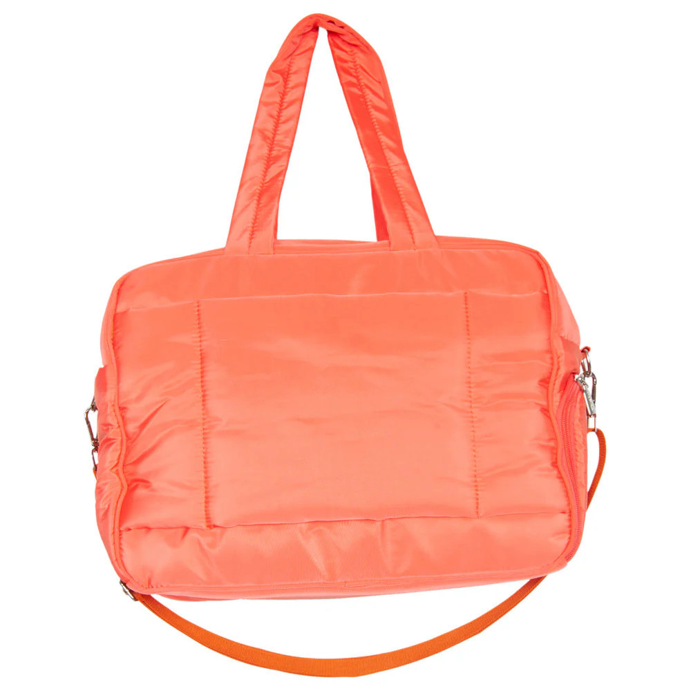 Coral Puffer Duffle Bag w/ Pass-Thru Slip | Katydid.com