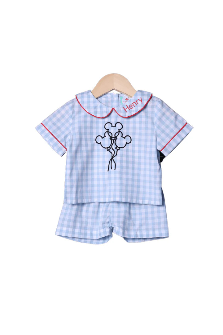 Embroidered Magical Mouse Balloons Short Set | The Smocked Flamingo