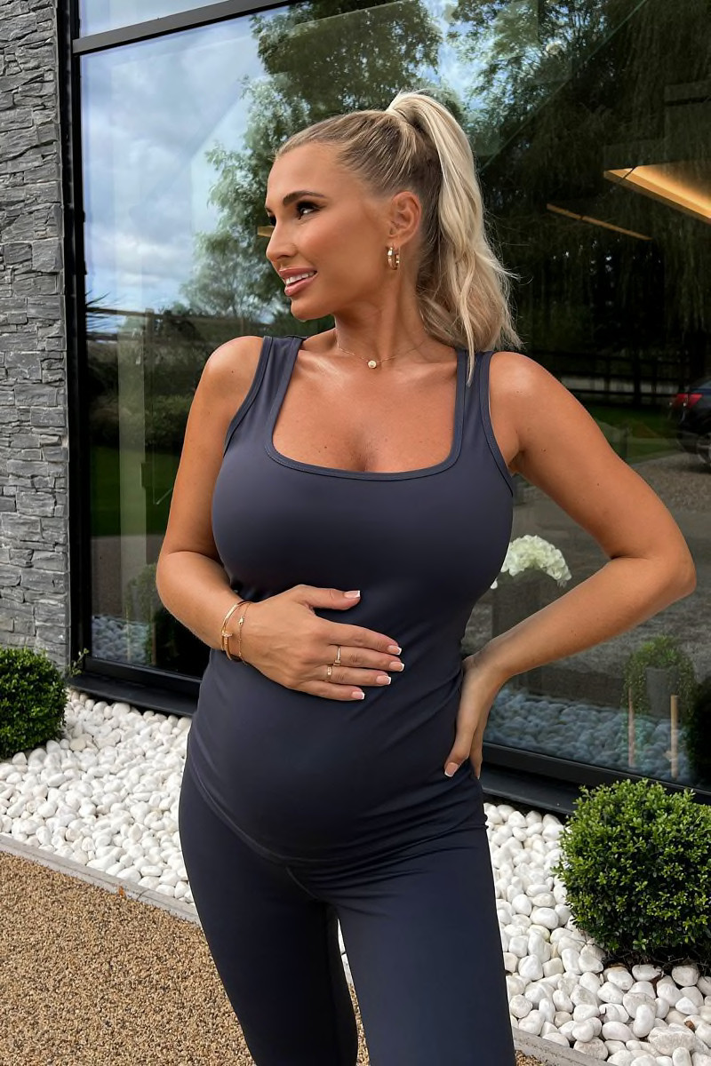 BILLIE FAIERS NAVY SQUARE NECK VEST TOP | In The Style (UK)