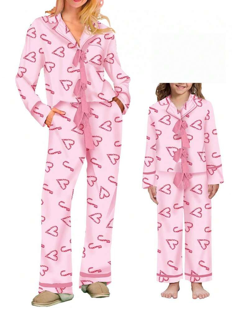 Mommy And Me Matching Christmas Pajamas Set Bow Tie Shirt Pants Xmas Pjs Set 2 Piece Jemmies | SHEIN