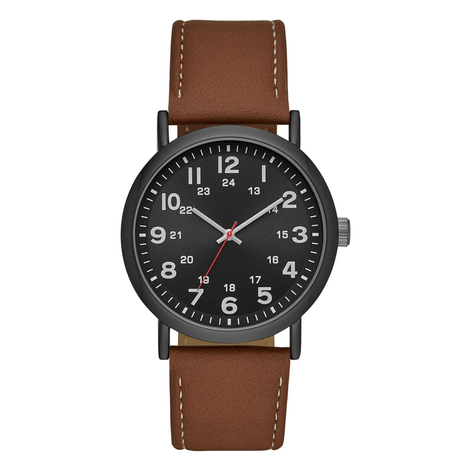 GEORGE Men's Watch: Gunmetal Case, Black Easy Read Dial, Cognac Vegan Leather Band (FMDOGE009) - ... | Walmart (US)