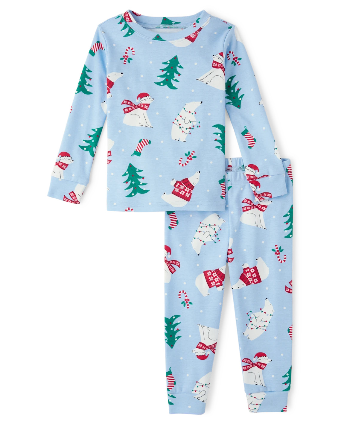 Baby And Toddler Matching Family Christmas Polar Bear Snug Fit Cotton Pajamas - blue | The Children's Place