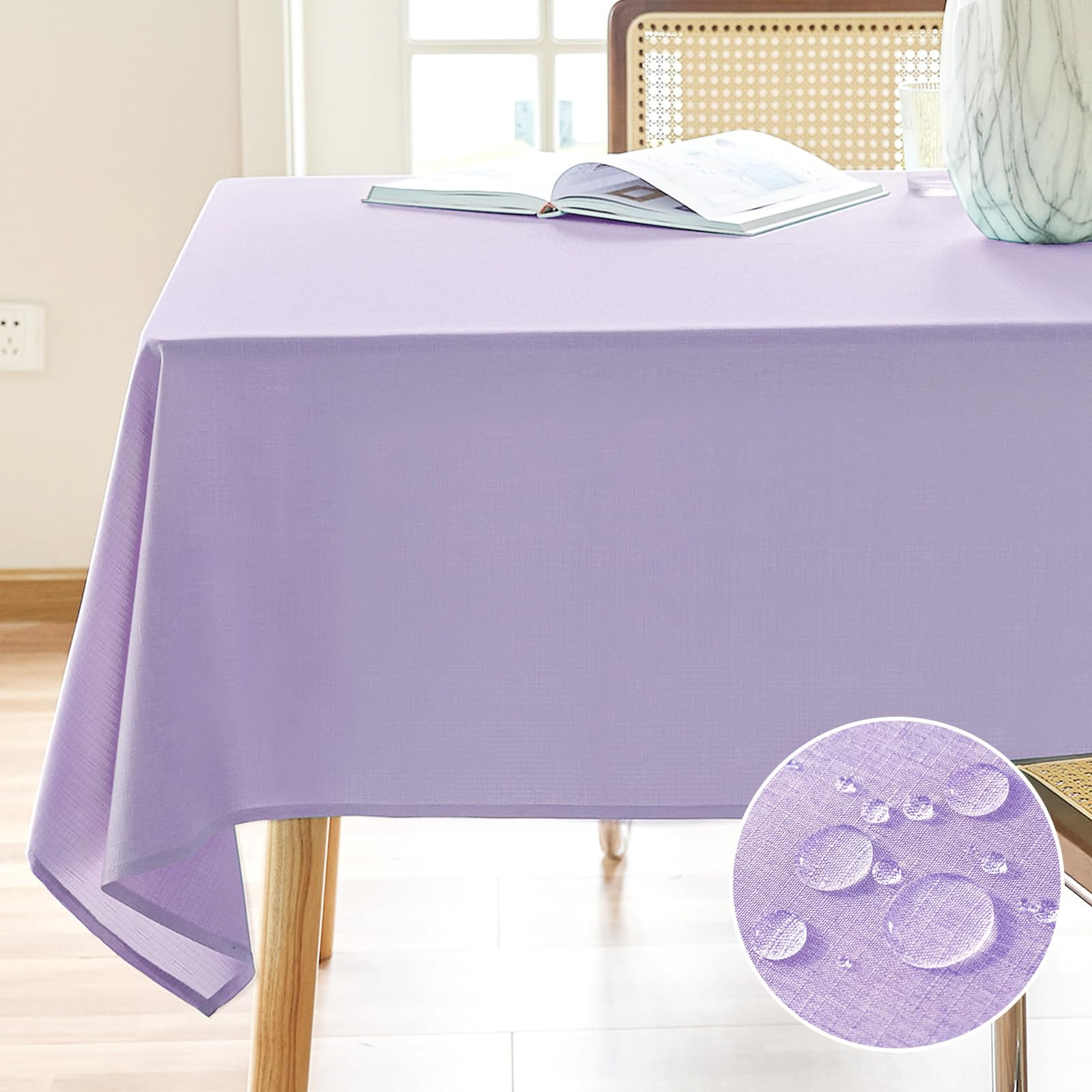 AUSSPVOCT Textured Linen Tablecloth Rectangle 60x120 Water Resistant Spill-Proof Wipeable Purple ... | Amazon (US)