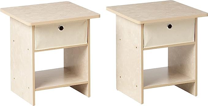 Furinno Dario End Table / Side Table / Night Stand / Bedside Table with Bin Drawer, 2-Pack, Cream... | Amazon (US)