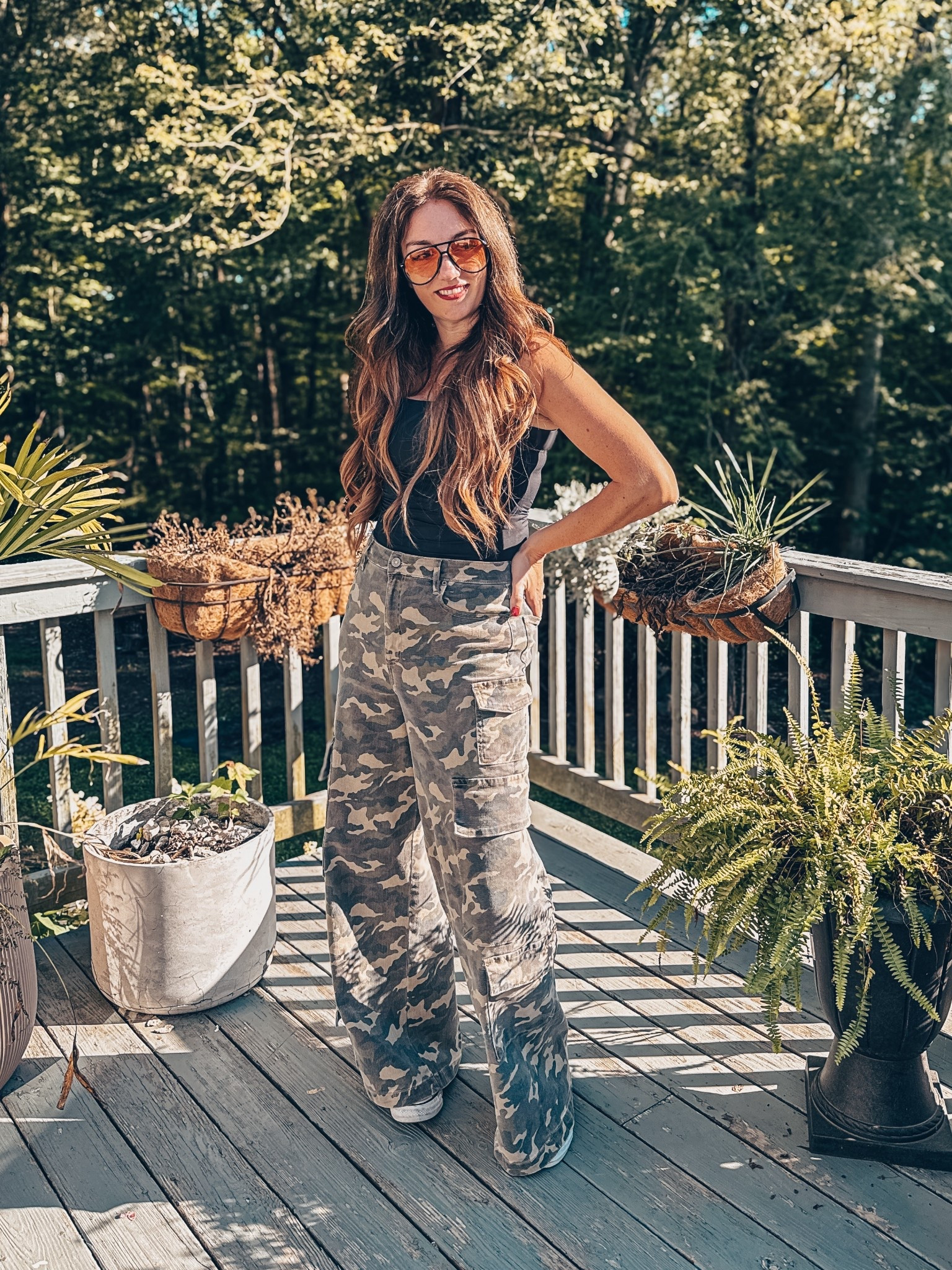 Baggy camo jeans from Wild Oak Boutique. I’m wearing a size 29 and normally wear a size 6. Perfect pants for fall  

#LTKMidsize #LTKOver40 #LTKSeasonal