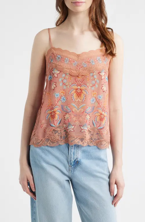 FARM Rio Mocha Ties Lace Camisole in Boho Enchance Mocha at Nordstrom, Size X-Large | Nordstrom