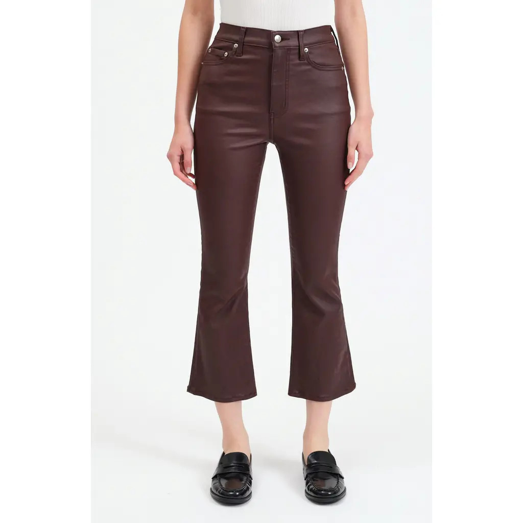 DAZE Shy High Waist Coated Kick Flare Jeans in Coated Malbec at Nordstrom, Size 27 | Nordstrom