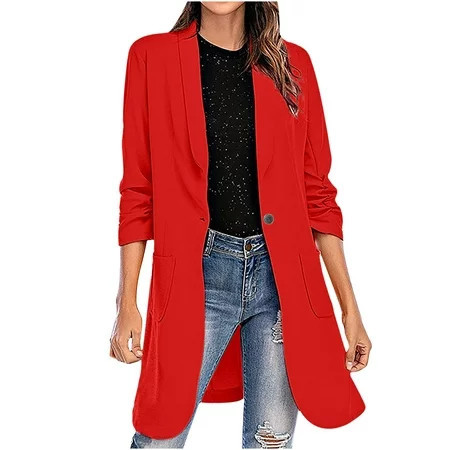 Dyegold Blazers Jackets For Women Fashion Dressy Casual Blazers Lightweight Open Front Long Sleeve Work Office Jackets Suits | Walmart (US)