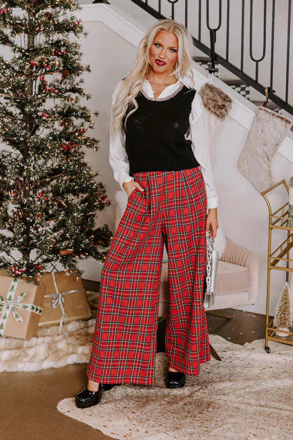 The Kaylie Wide Leg Plaid Pants | Impressions Online Boutique