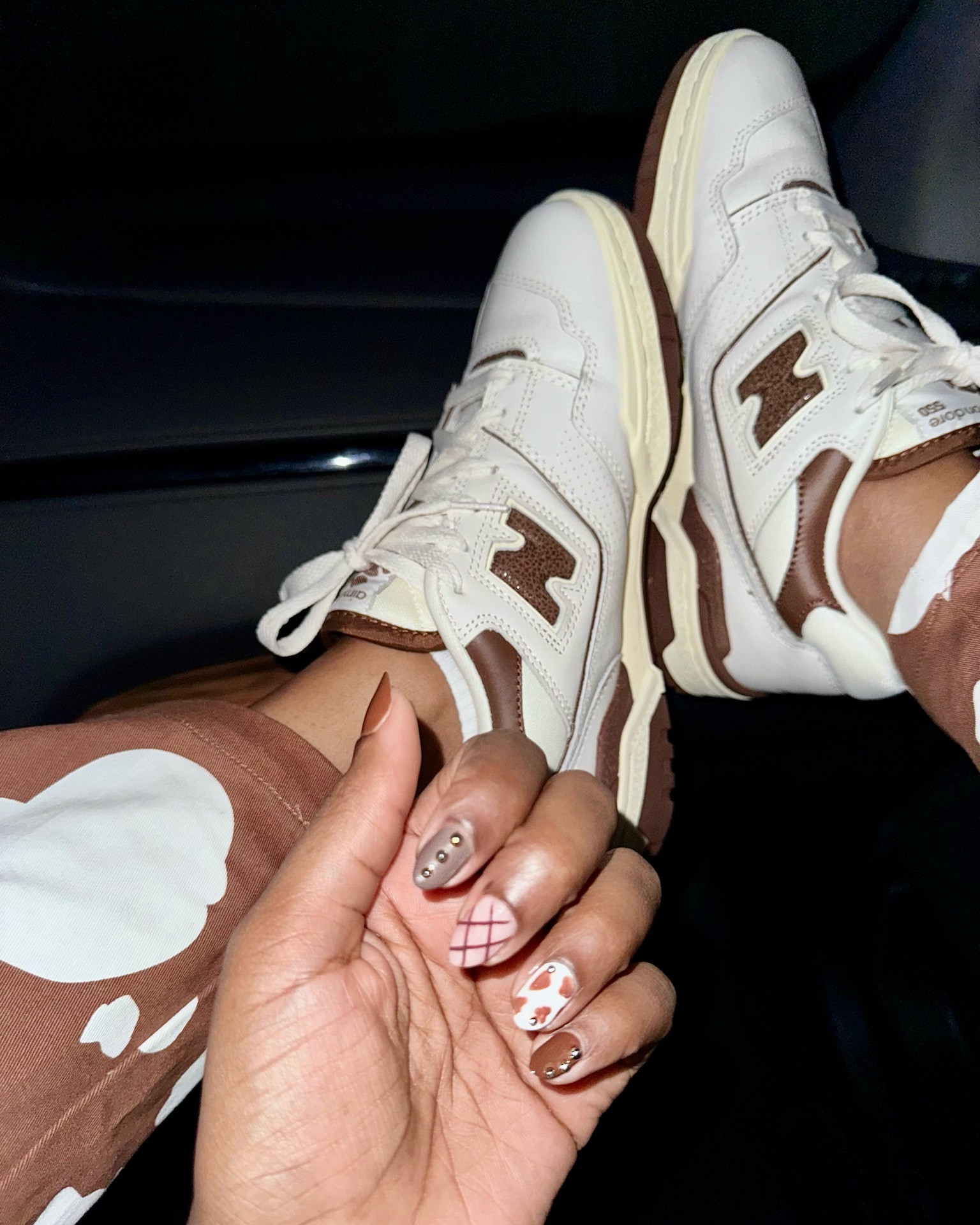 Neutral western vibes in my cow print pants and ALD x New balance 550.  Matching nails are always fun. 
#newbalance #sneakers

#LTKstyletip #LTKFestival #LTKmidsize