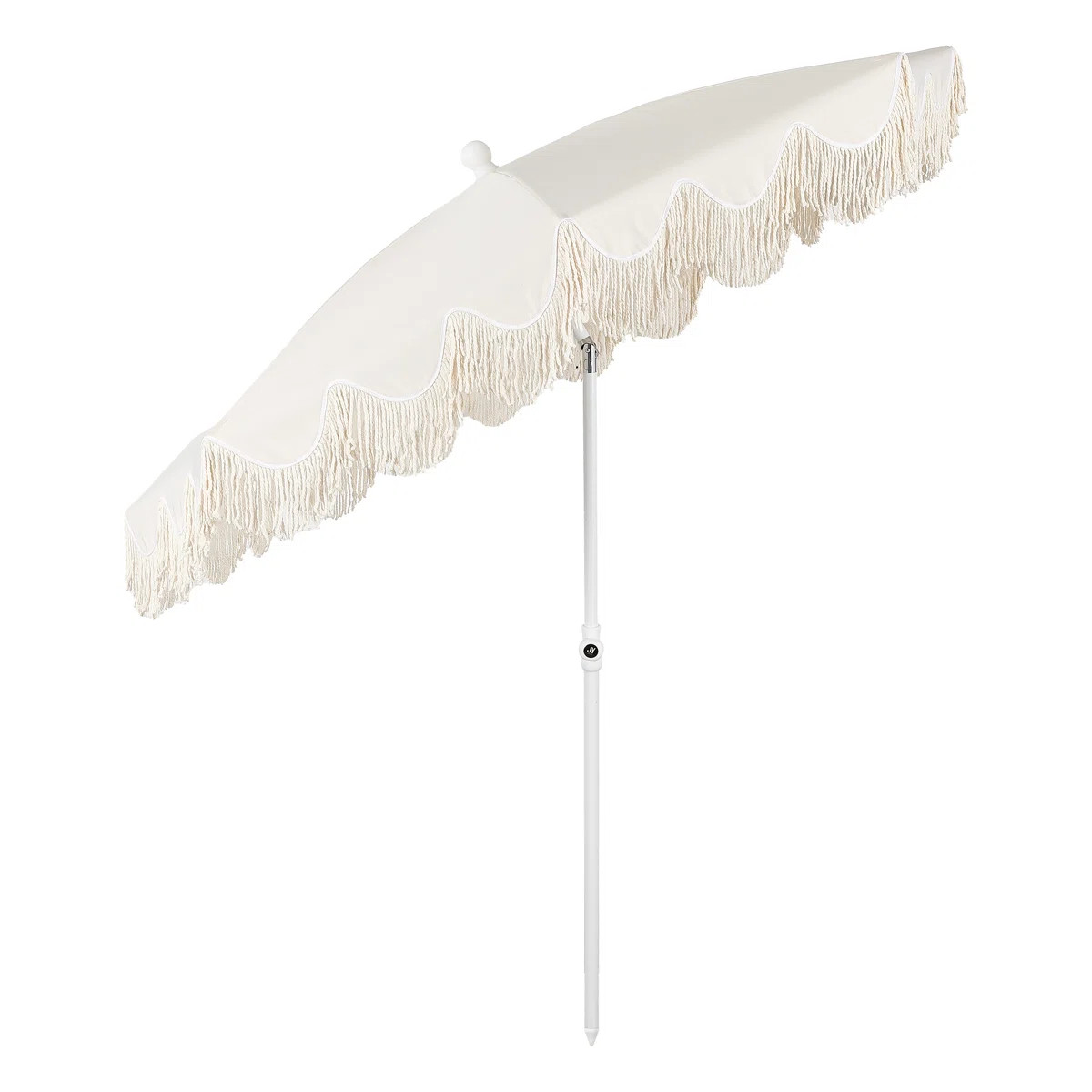 Mariner 6.5 ft. Classic Cottage Fringe Tassel Market Beach Umbrella with Push Button Tilt, Wind V... | Wayfair North America