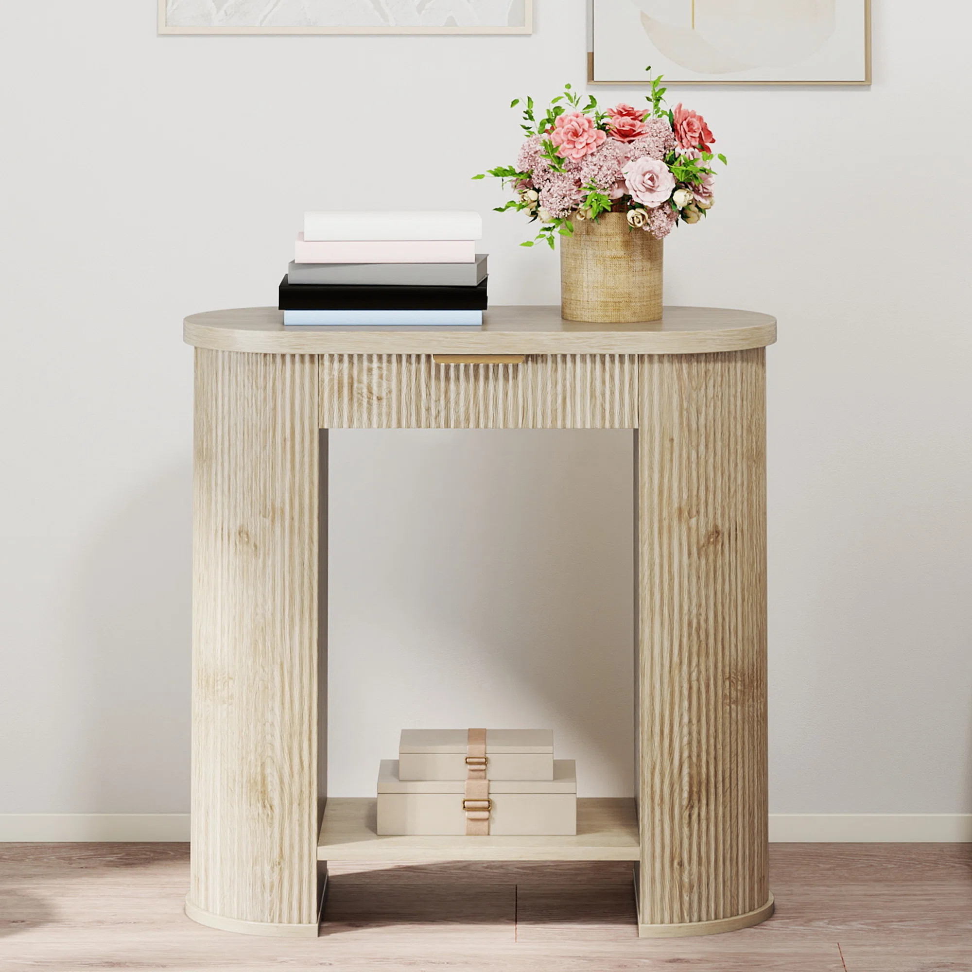 Union Rustic Fluted Sofa Console Table With Drawer And Shelf Storage | Wayfair | Wayfair North America