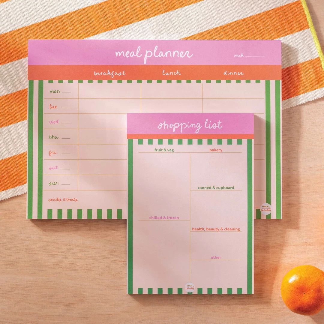 Weekly Meal Planner & Shopping List Set Cabana Stripe Meal Prep Grocery Planner Grocery List Pad ... | Etsy (US)