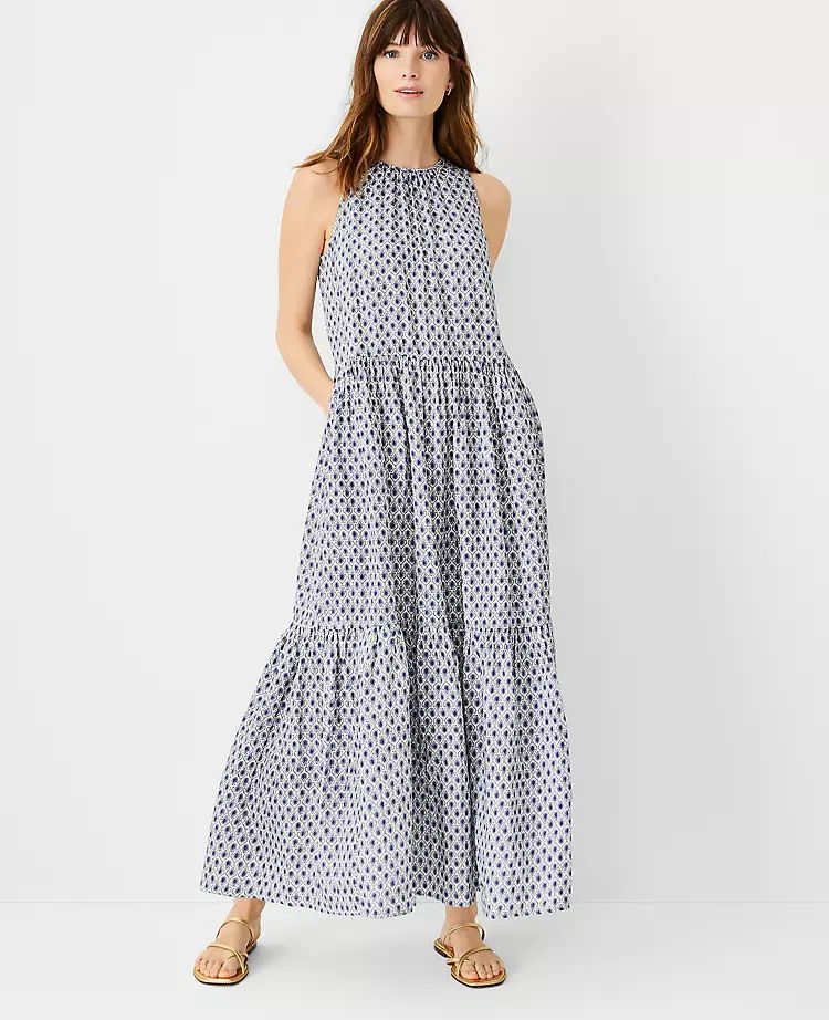 Paisley Gauze Tiered Pocket Maxi Dress | Ann Taylor | Ann Taylor (US)