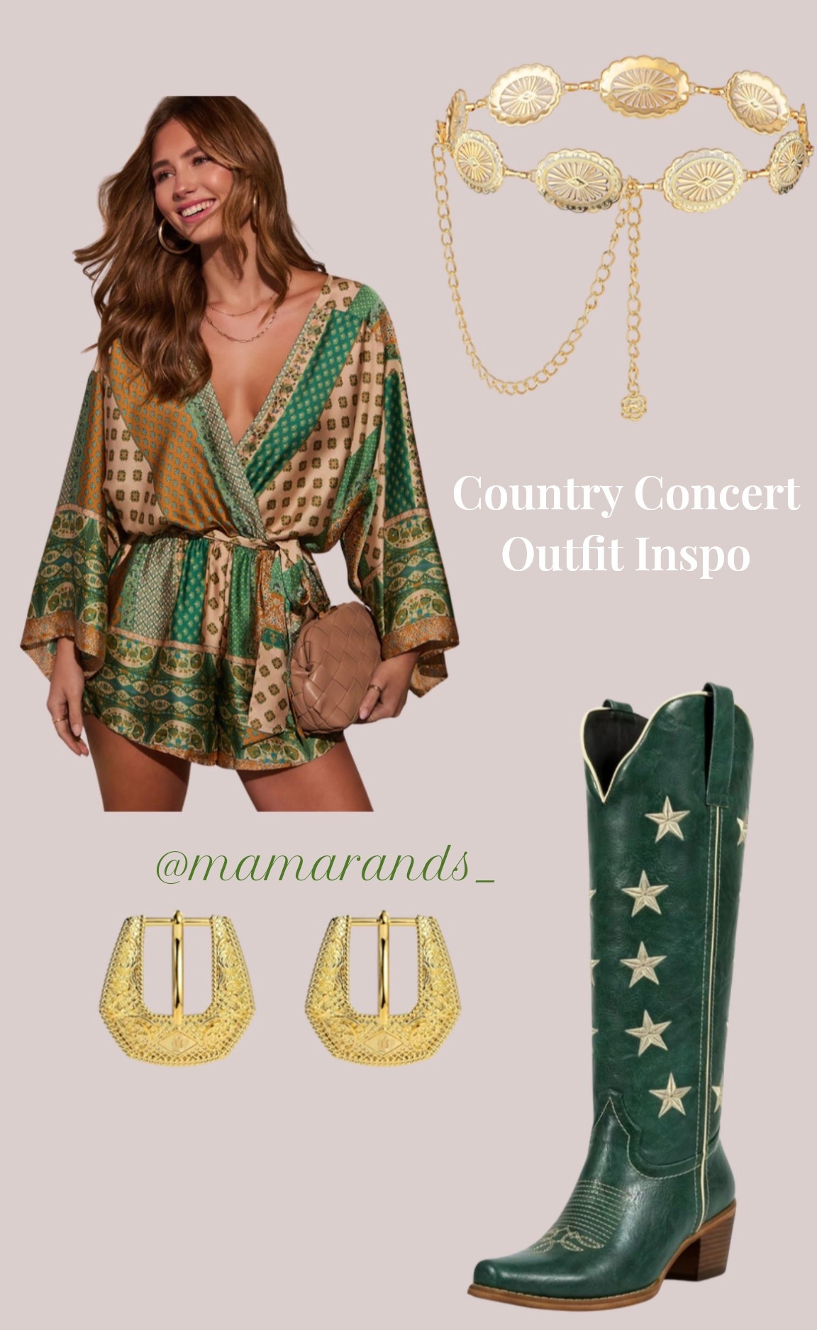 PERFECT country concert outfit for fall! Love the green 👢💚

Exact boots are Wetkiss
Exact earrings are Hillbetty 

#LTKShoeCrush #LTKFallSale #LTKMidsize