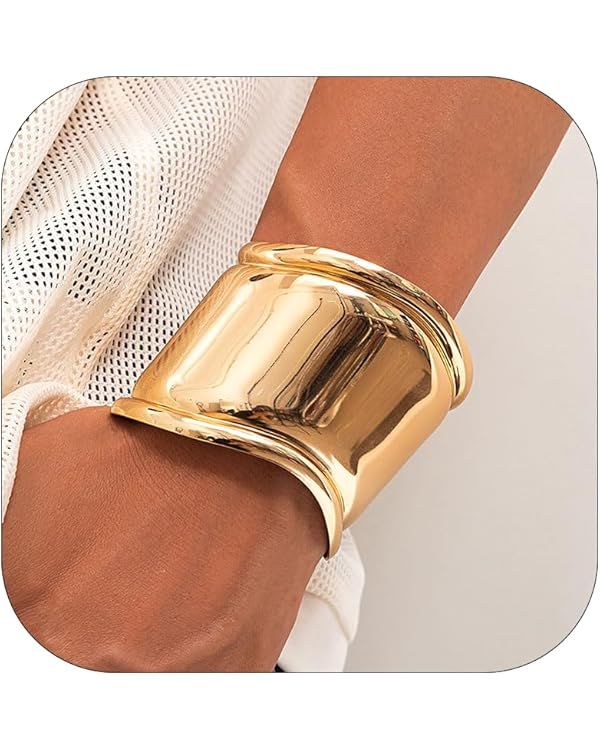 Roe Dolph Gold Cuff Bracelets for Women Chunky Bangle Bracelets Irregular Wide Wrist Arm Cuff Bra... | Amazon (US)