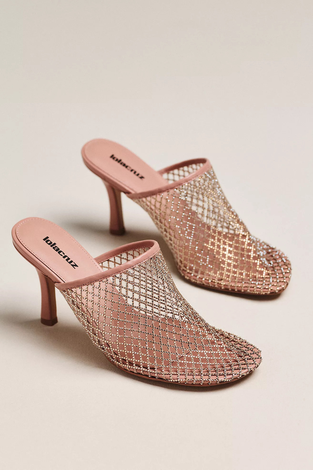 Lola Cruz Rhinestone Netted Mule Heels | Anthropologie (US)