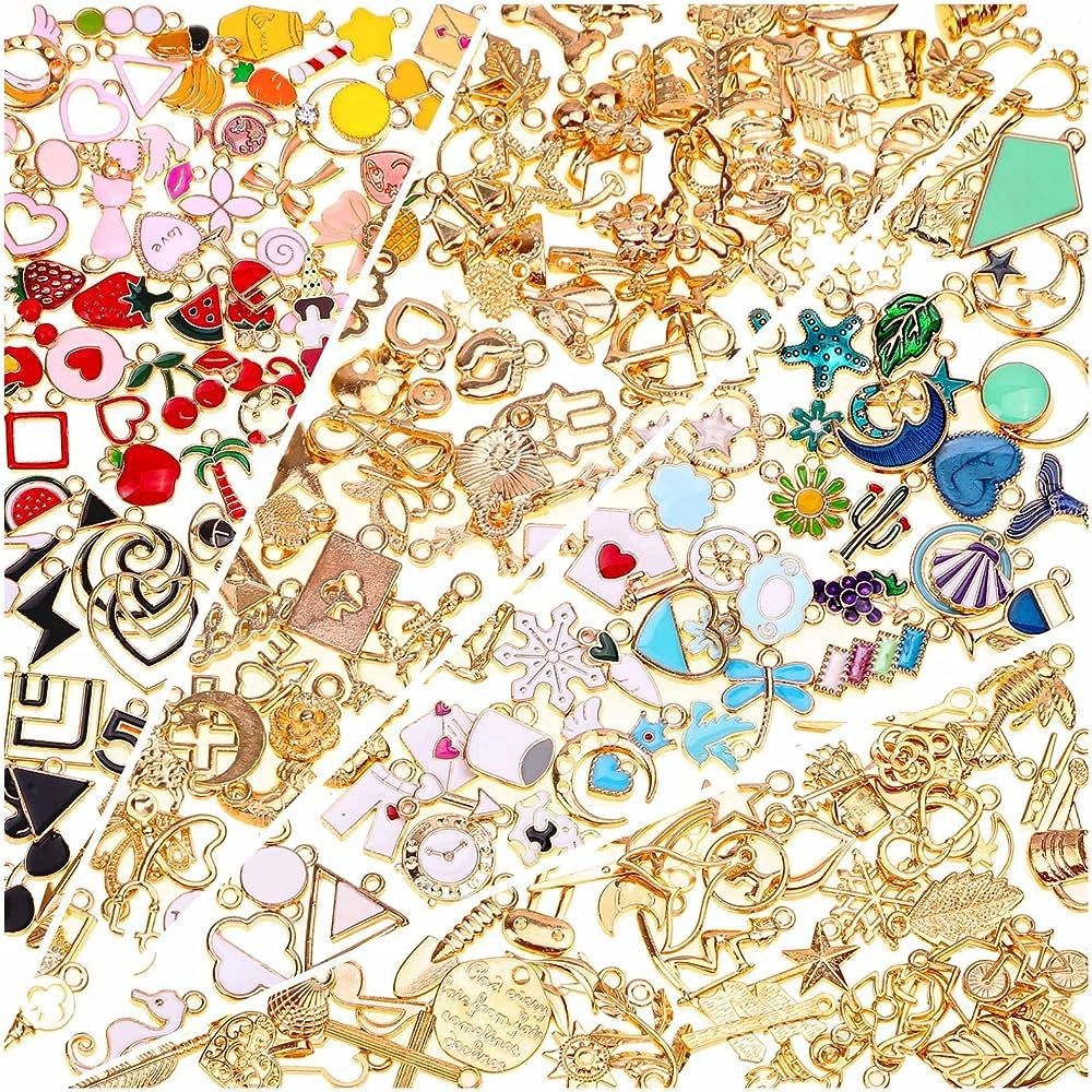 200Pcs Charms for Jewelry Making, Assorted Jewelry Bangle Charms, Wholesale Mixed Bulk Metal Earr... | Amazon (US)