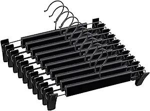 Lamitocs 10 Pack Pants Hangers with Adjustable Anti-Rust Clips for Pants, Skirts, Clothes Hangers... | Amazon (US)