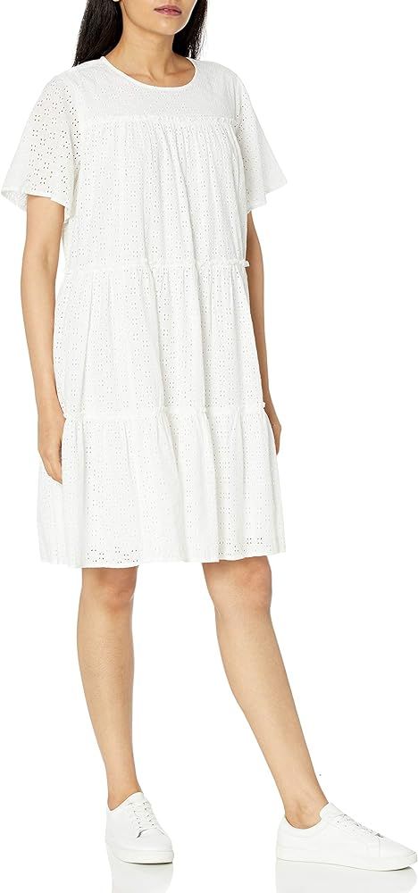 The Drop Women's Esme Short Sleeve Tiered Baby Doll Eyelet Cotton Mini Dress | Amazon (US)