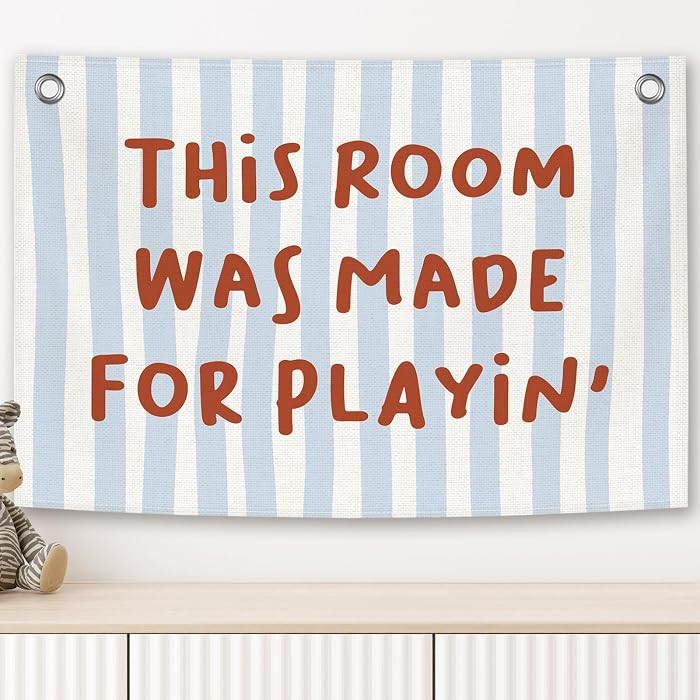 Trendy This Room Was Made for Playing Banner, Preppy Playroom Kids Girls Room Decor, Nursery Funn... | Amazon (US)