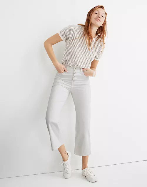 Slim Wide-Leg Crop Jeans in Pure White: Button-Front Edition | Madewell