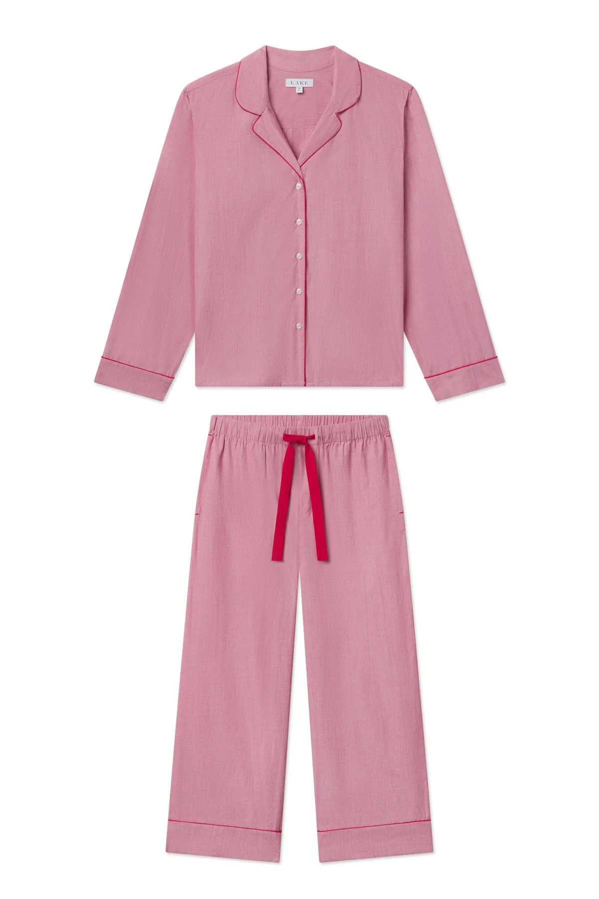 Poplin Chloe Long Sleeve Pajama Set in Classic Red | Lake Pajamas