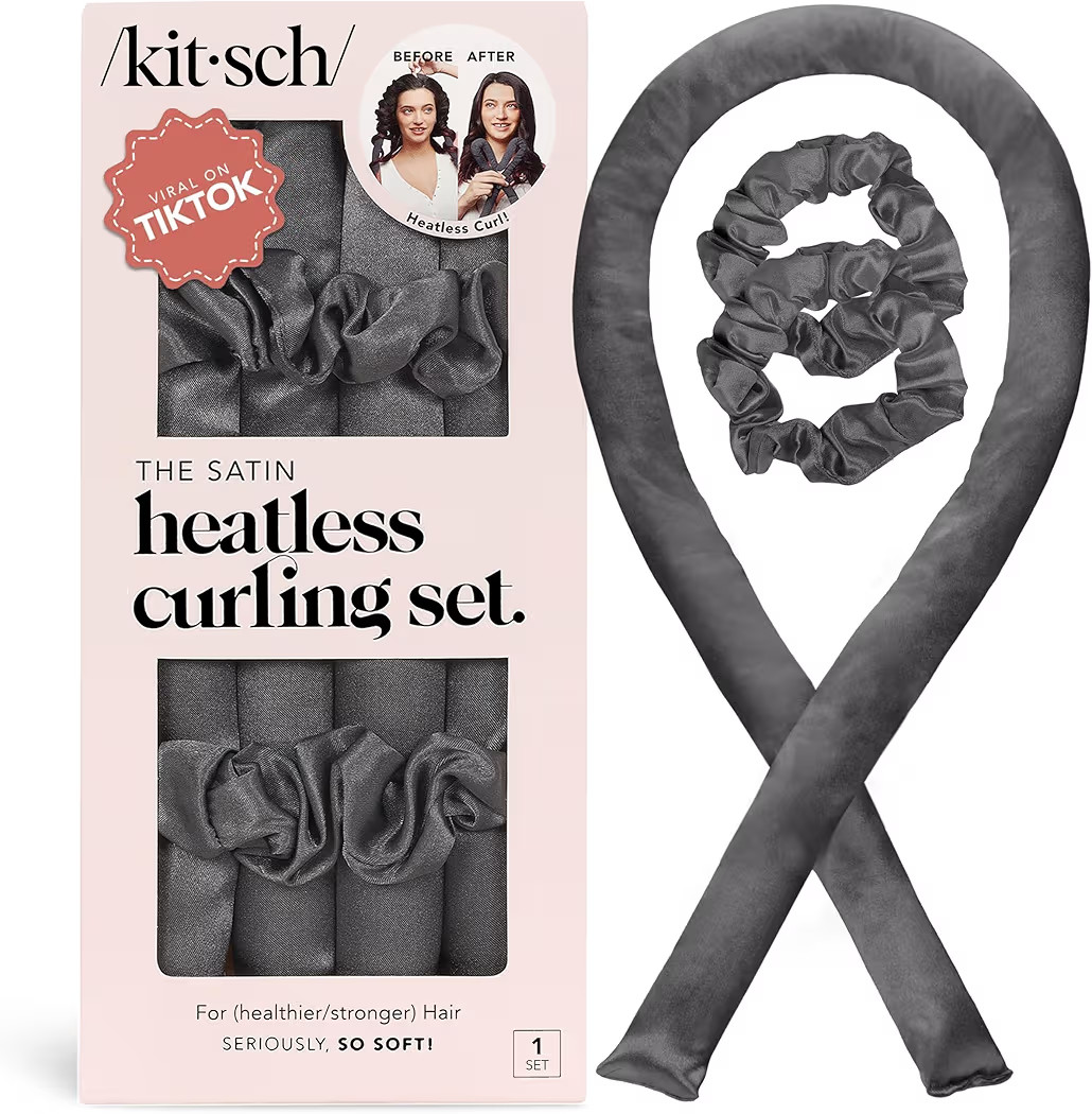 Kitsch Satin Heatless Curling Set – Heatless Curls Overnight with 34" Hair Curler & 2 Satin Scr... | Amazon (US)