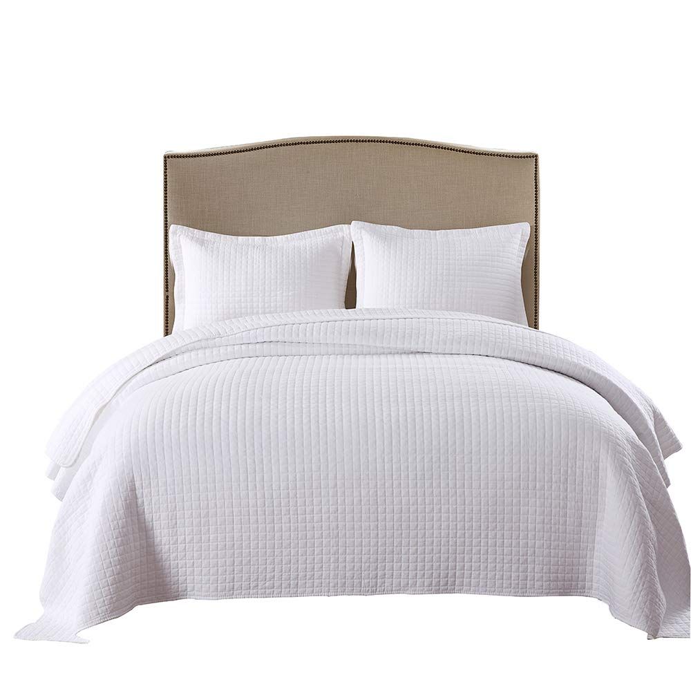MarCielo 3 Piece 100% White Cotton Quilt Set Lightweight Bedspread Bed Coverlets Comforter Set, Trad | Amazon (US)