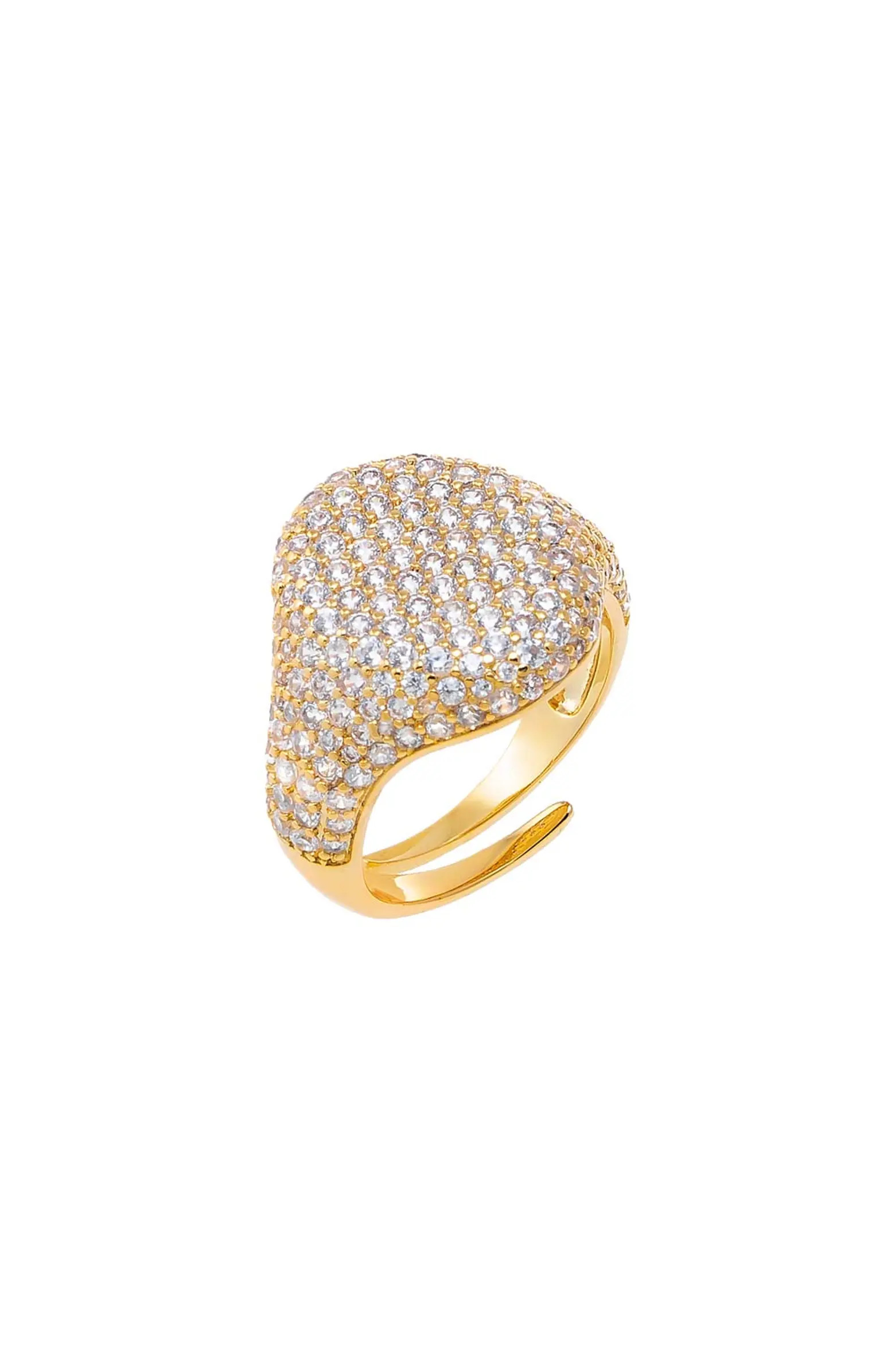 Pave Statement Pinky Signet Adjustable Ring | Nordstrom