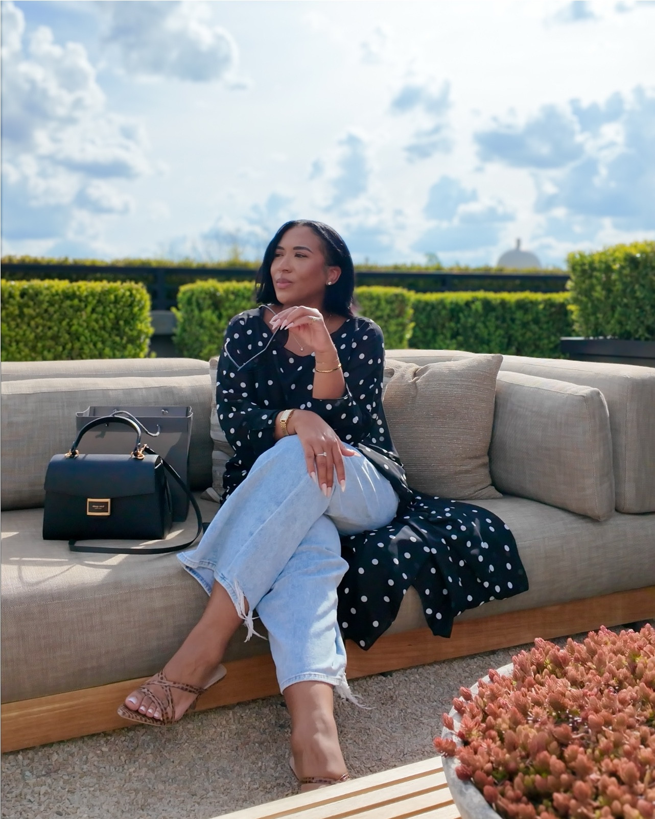 Polka Dots & Denim 

#LTKootd #LTKOver40 #LTKMidsize