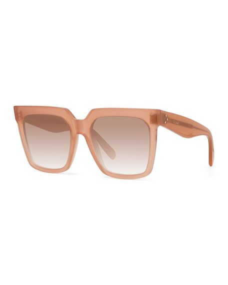 Square Acetate Sunglasses w/ Side Studs | Neiman Marcus