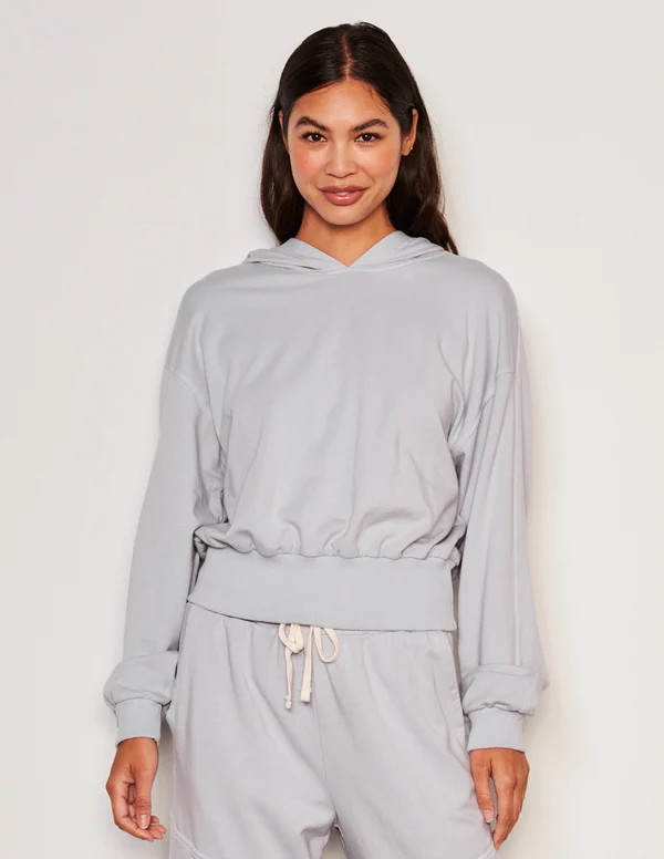Women's Lounge Banded Hoodie in Blue Linen | Sundry Clothing