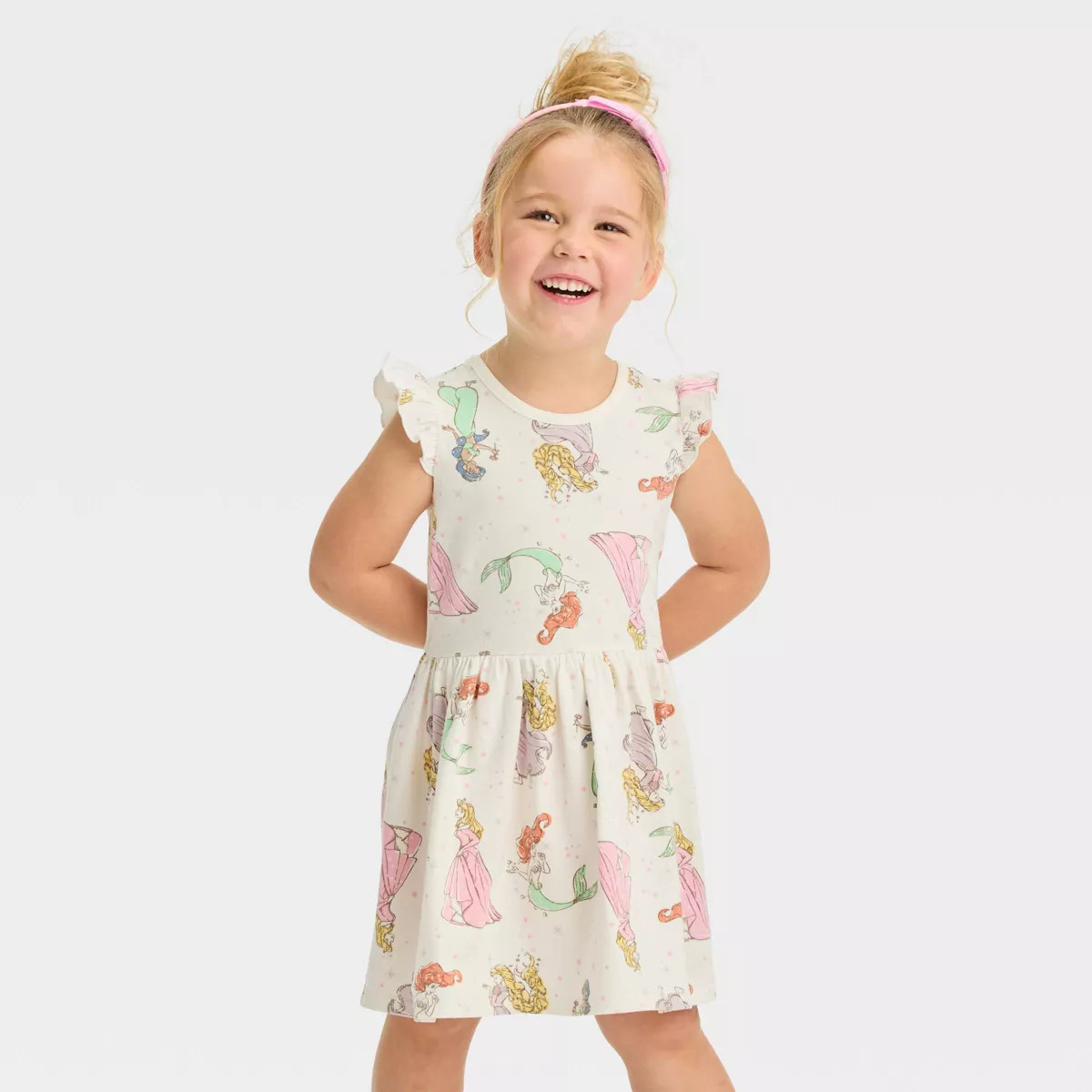 Toddler Girls' Disney Short Sleeve Dress - Beige | Target
