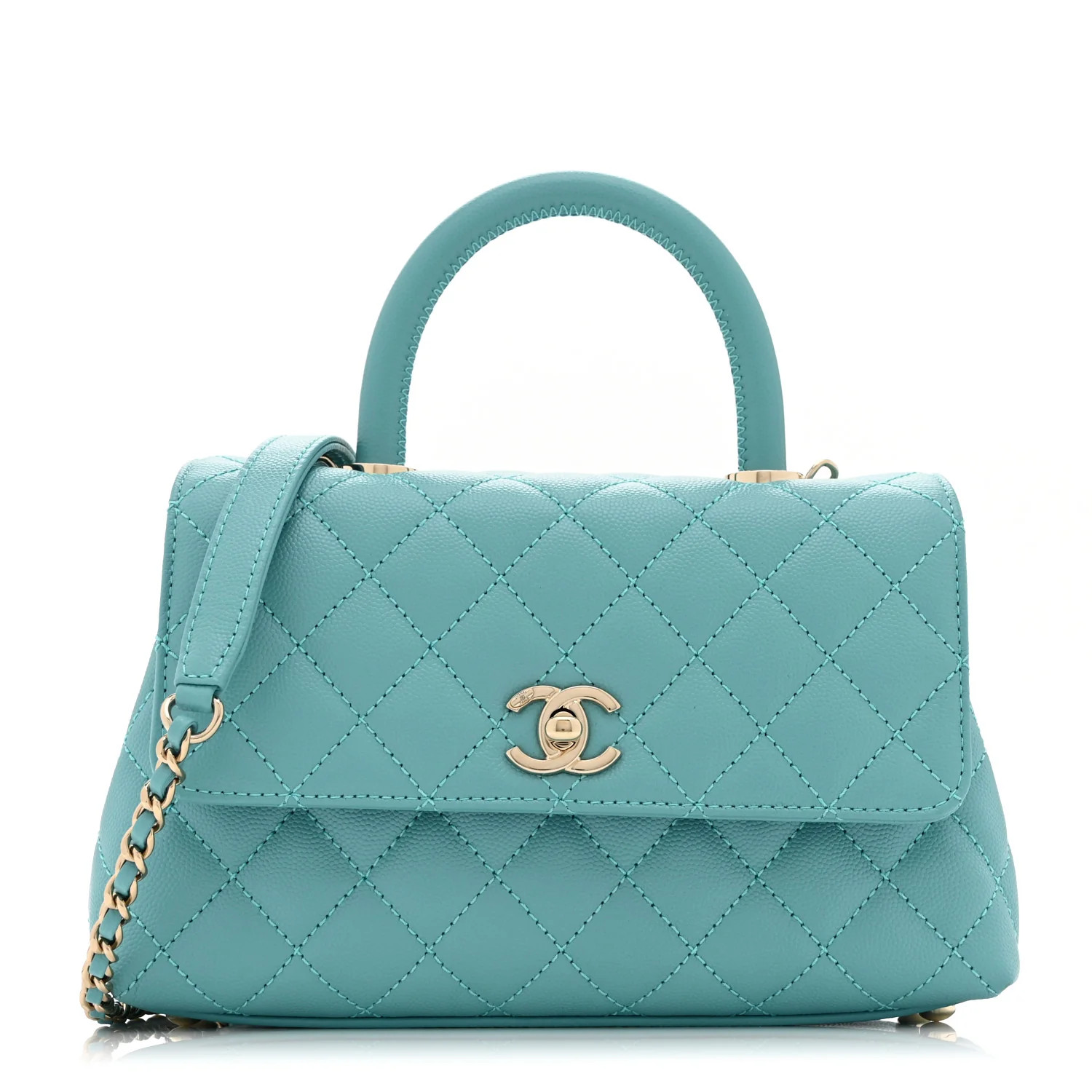 Chanel Caviar Quilted Mini Coco Handle Flap Turquoise 1771124 | FASHIONPHILE (US)