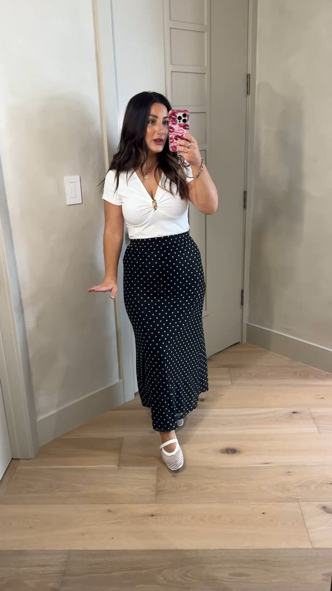 Top size small
Polka dot skirt size small

5’0” 140lbs Petite

#LTKootd #LTKSaleAlert #LTKPetite
