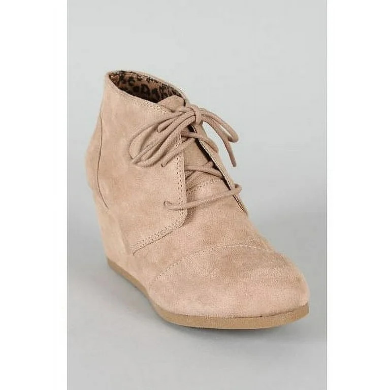 City Classified Rex Women's Lace Up Faux Leather Ankle Wedge Boots - Walmart.com | Walmart (US)
