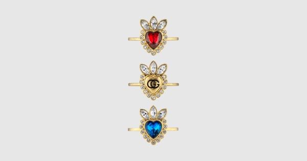 Crystal heart rings | Gucci (UK)