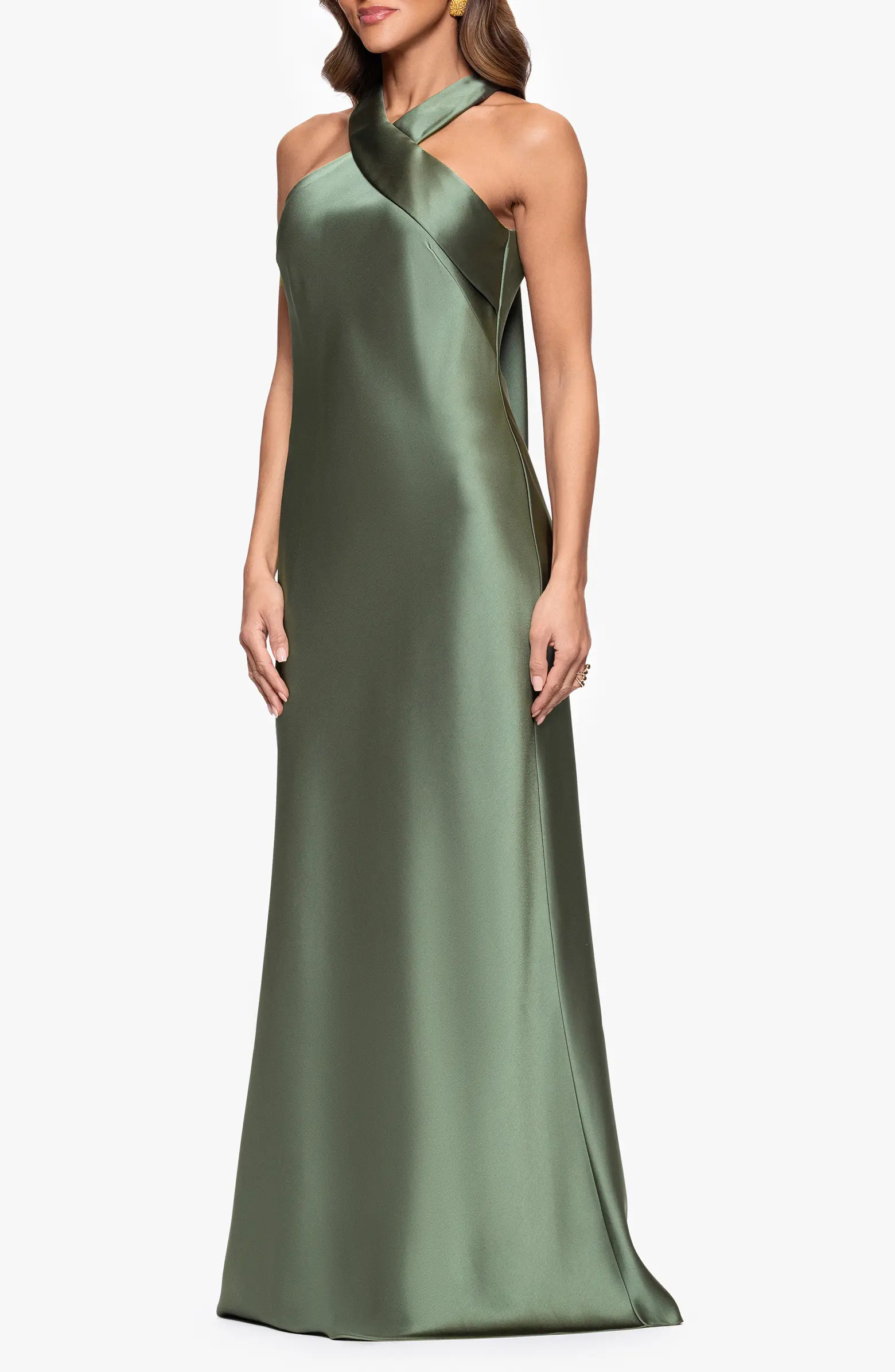 Halter Neck Satin Trumpet Gown | Nordstrom