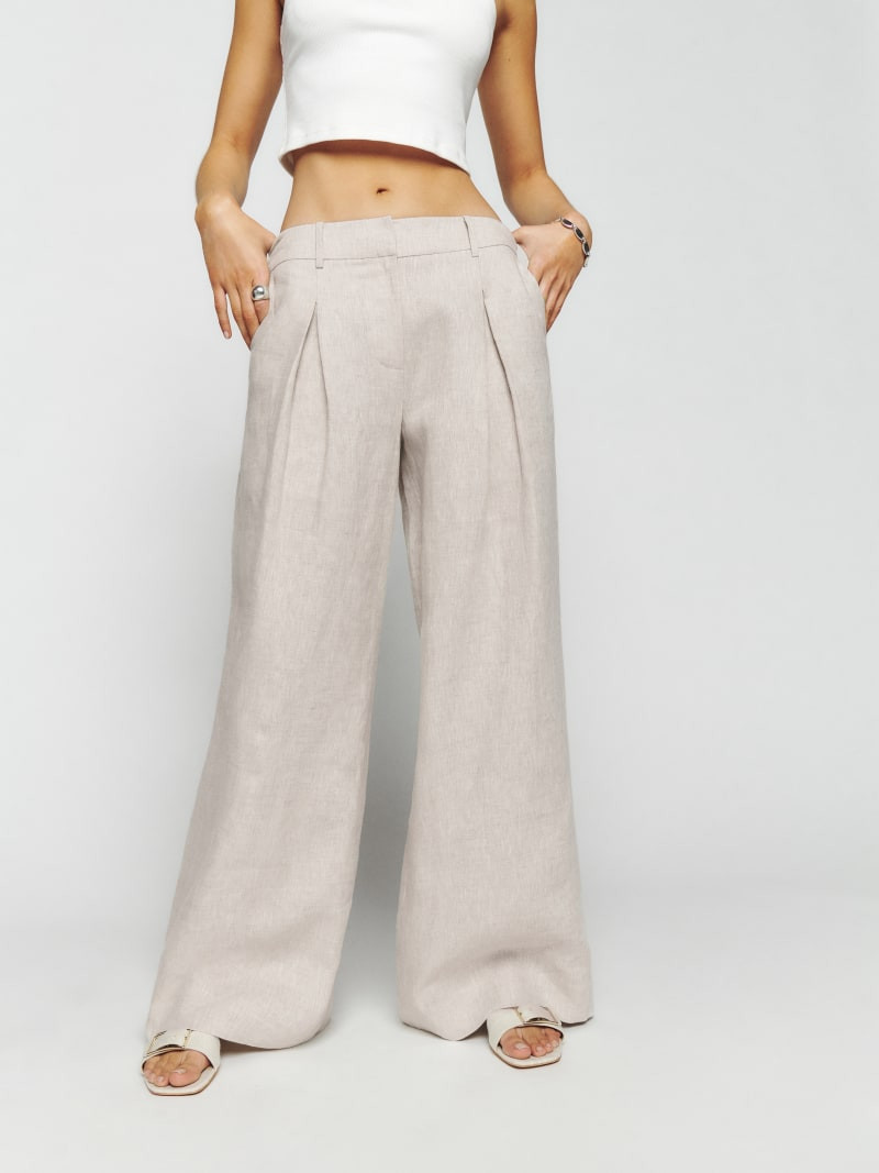Asher Linen Low Rise Pant | Reformation (Global)