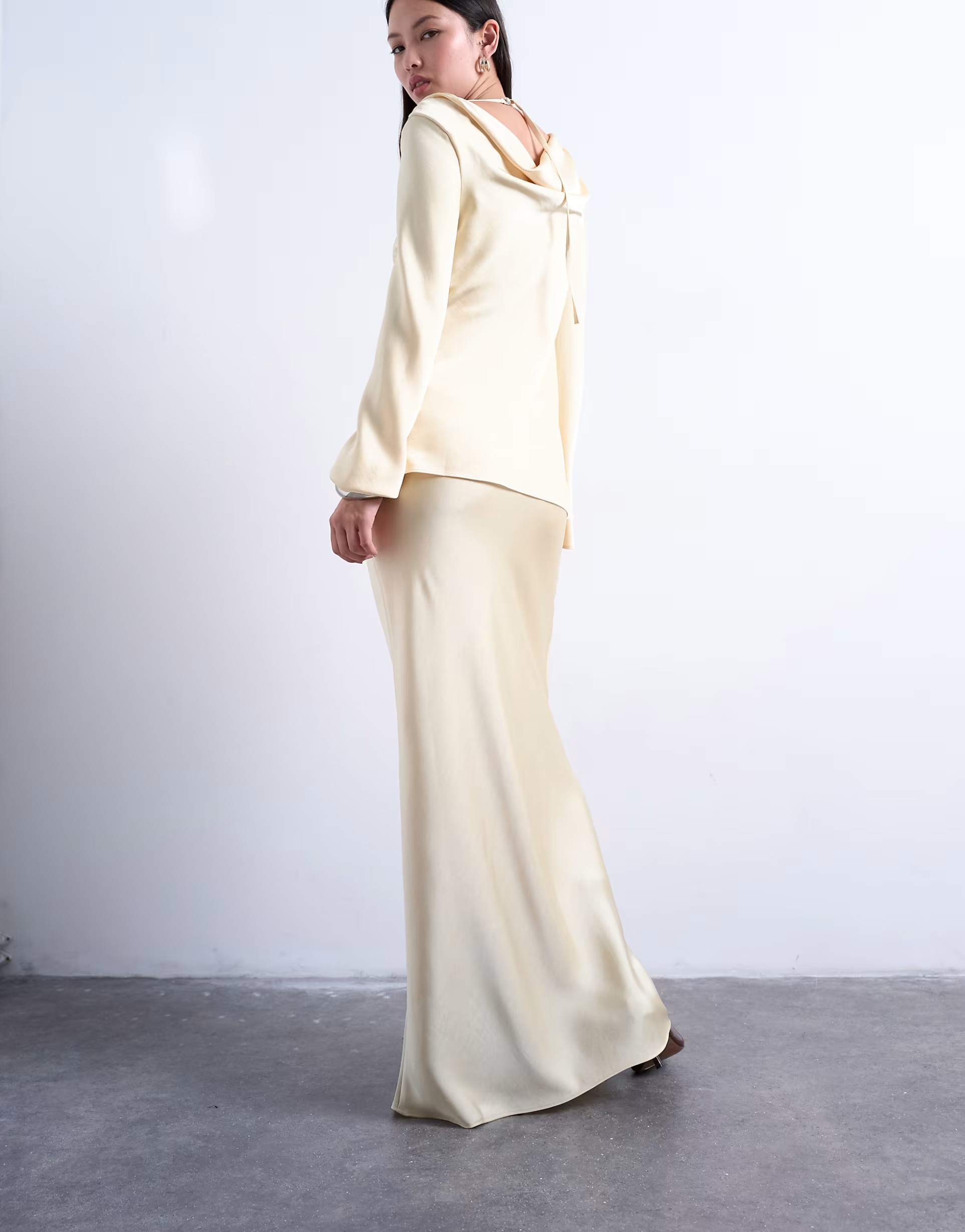 Topshop flood length maxi bias skirt in buttermilk | ASOS (Global)