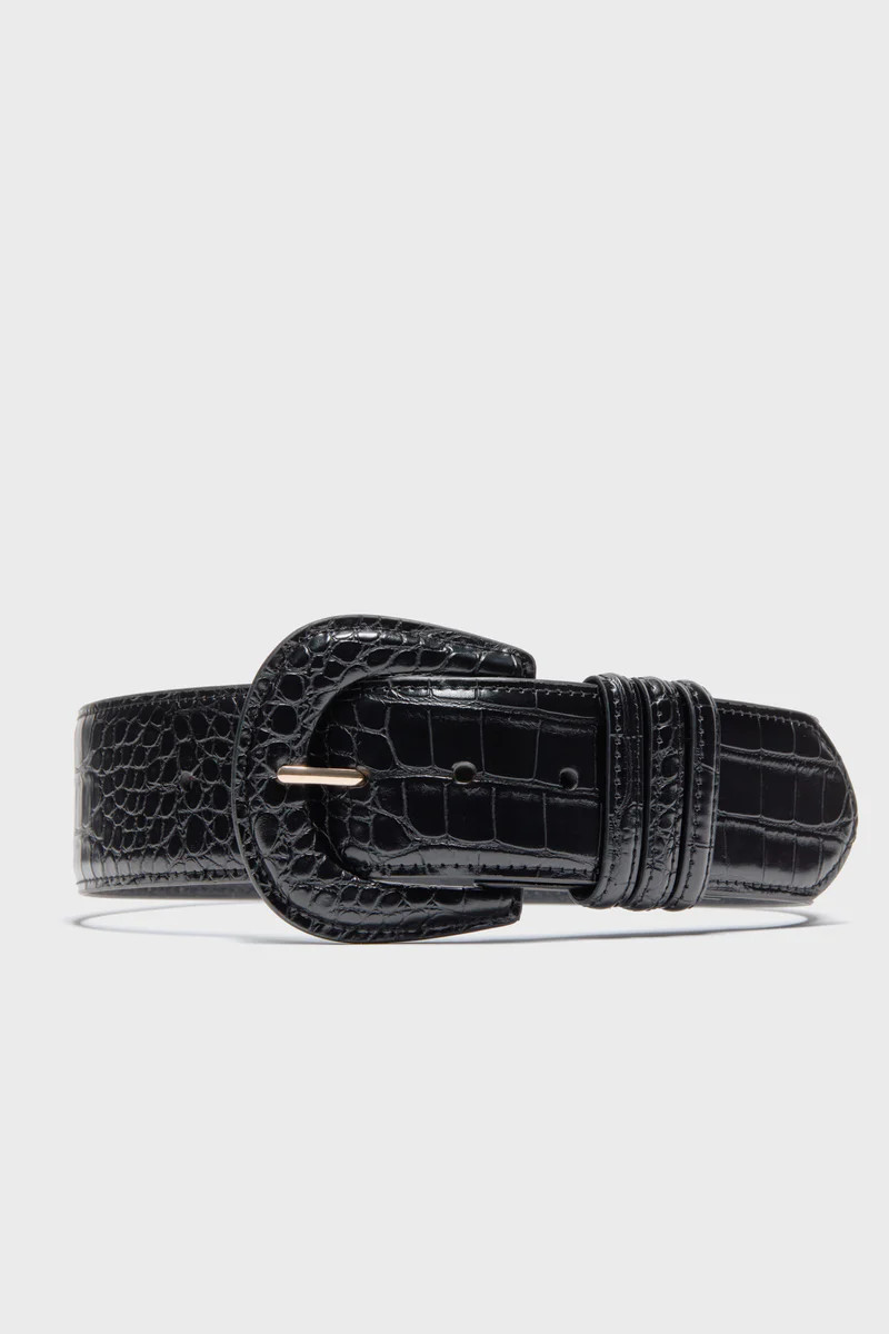 Black Croc-Embossed Waist Belt | Tuckernuck (US)