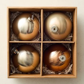 Large Glass Ball Ornaments (Set of 4) - Champagne | West Elm (US)