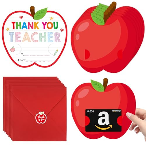 Hedeey 8pcs Teacher Gift Card Holder, Teacher Appreciation Week Gift Cards With Envelopes And Stickers, Thank You Teachers Gifts Card Holder for Preschool Kindergarten High School Personalized Name | Amazon (US)
